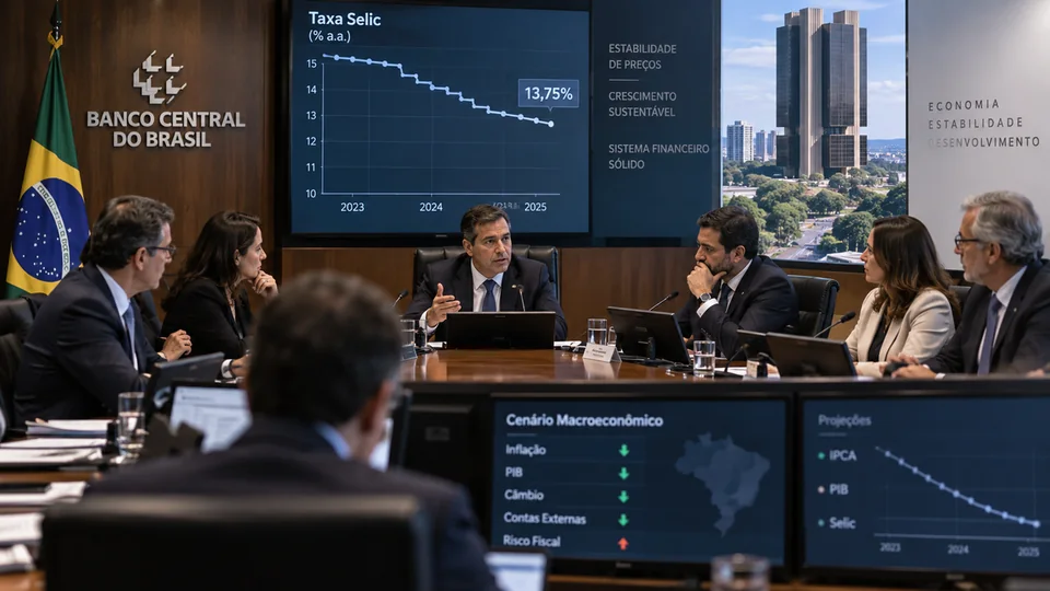 Capa editorial: Copom reduz Selic em 0,25 ponto, para 13,75% ao ano