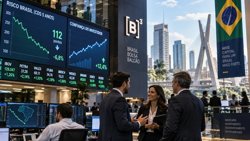 Capa editorial: Risco Brasil cai a 112 pontos, menor nível do atual mandato